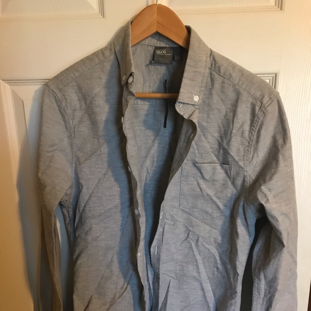 Asos NWT grey casual button down shirt